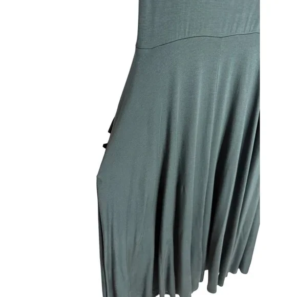 Quince Tencel Jersey Fit & Flare Dress Dark Olive-sz Medium - Picture 11 of 13